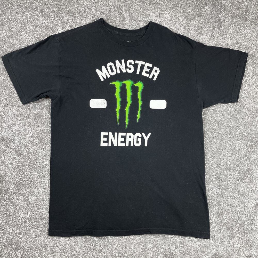 Monster Energy T Shirt Mens Large Y2K Moto Skater‎ Punk Short Sleeve Black